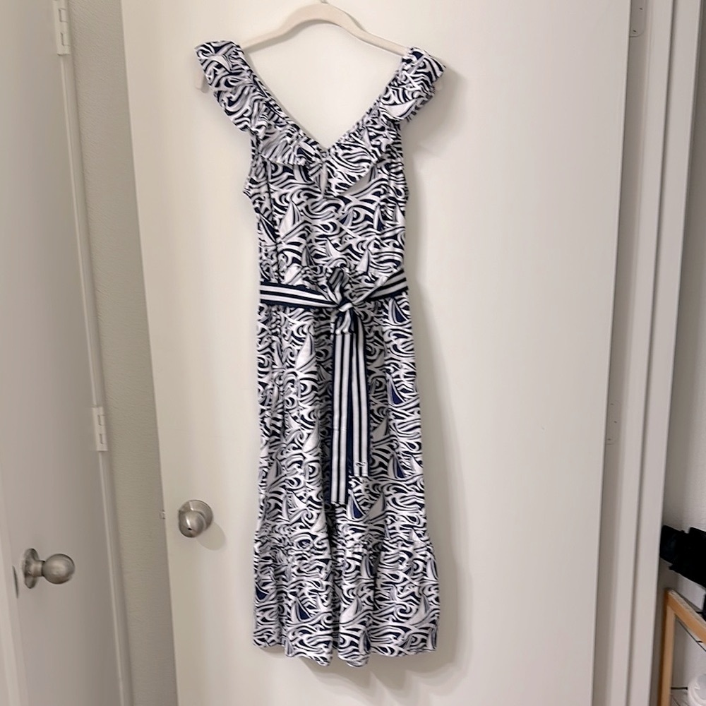 Vineyard Vines Summer Spring Navy and White Boat Patterned Dress